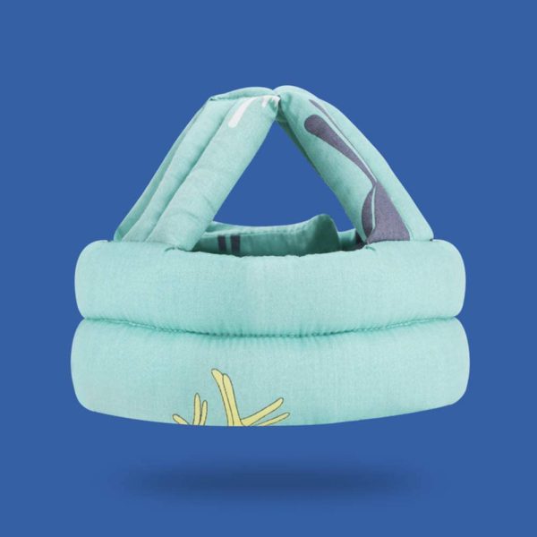 Turquoise inflatable pool float on a blue background