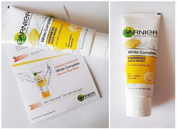 Garnier White Complete Fairness Face Wash packaging on a white background