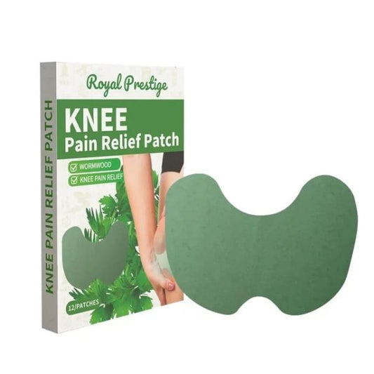 Royal Prestige knee pain relief patch packaging with a green patch on a white background