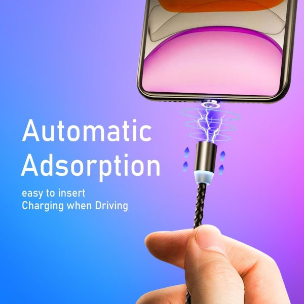 Smartphone with a charging cable, text 'Automatic Adsorption' on a gradient blue and purple background