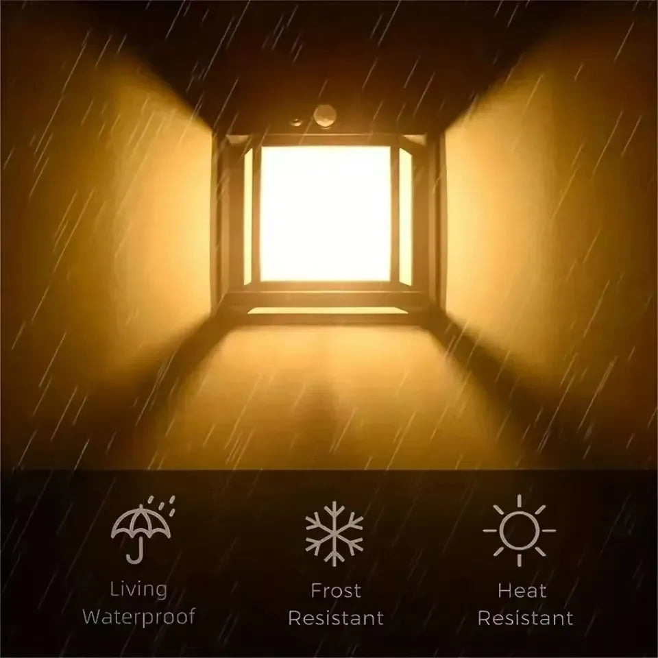 Ventilation duct with rain simulation and weather resistance icons at the bottom