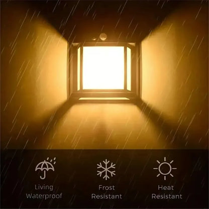 Ventilation duct with rain simulation and weather resistance icons at the bottom